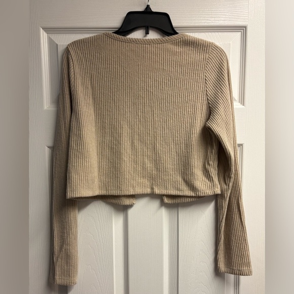 NWT Sage The Label Taupe Ribbed Knit Cropped Cardigan Size Large - Picture 4 of 4